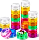 Sieral 7 dienas Stackable Pill organizatori 7 iecirkņi Round Pill kastes tornī Weekly Vitamīnu Individuālās uzglabāšanas konteineri Ceļojuma lietas ar lids zālēm, vitamīniem un papildinājumiem(4 komplekti)