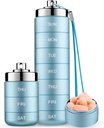 Mossime Metal Pill Organizators Weekly, Stackable Waterproof Travel Pill Box, Largh Aluminum Sakausējuma maisiņš Konteiners, BPA bezmaksas 7 Day Medicine Organizators vitamīnu, zivju eļļa, Papildinājums