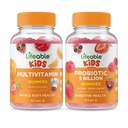 Dzīvot Multivitamīnu Kids + Probiotikas 5 miljardi bērnu, Gumies Bandle - Great Tasting, Vitamīnu Papildinājums, Bez lipekļa, bez ĢMO, košļājamā gumija