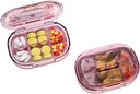 Small Pill Box, Mitruma pārbaudes Pill Case, Travel Pill organizētājs kabatu Purse, Daily Portable Medicine Vitamīns, Zivju eļļa, Papildinājums (Rozā)