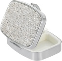 Pocket Pharmacy Bling 2 iecirknis medicīna Organizators Small Cute Pill Container Travel Pill Box Kaste Purse Square Vitamīna turētājs Pocket(Silver)