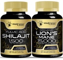 WELLESS LABSRX Lions Mane papildkapsulas ar Shilajit Himalayan kapsulām;