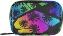 Pill Box Colorful Ģeometrija Palm Trees 7 Day Pill Case Travel Pill Organizators Bag ar zipper Portable Weekly Vitamīnu zāles papildinājums turētājs Pouch Bag