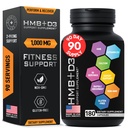 HMB piedevas ar vitamīnu D3 - 1 000mg kalcija beta-hidroksi Beta-metilbutirāts per Kalpot muskuļu augšanu, spēku un reģenerācija - 180 lipeklis-free, nav GMO HMB kapsulas, 3 mēnešu piegādes