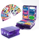 Lielas Pill organizētājs ar medicīnas etiķetes, Pill Dispenser 12 Sadalījums Travel Medicinal Storage Case, 7-Day Pill Box Vitamīnus un piedevas (Purple, 161 Etiķetes)