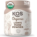 KOS Organic Lion's Mane Powder - Natural Nootropic Superfood - Vegan Functional Mushroom, Plant Based, USDA Certified, Non-GMO, Soy & Gluten-Free - 104 Servisi