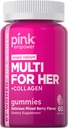 PINK Multivitamīnu Gumijas sievietēm  ; Nav GMO un bez glutēna; Plus kolagēns un biotīns; Jaukti ogu flavori