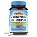 Magnija komplekss Papildinājums 6 in 1, 1160mg Helēts Magnijs Max Absorbcija, Palīdzēt ar labāku miegu, Relaksācija & Nerve Calm, 240 Vegan Kapsulas, Ne ĢMO un Gluten bez