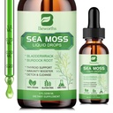Sea Moss Liquid Drops - Organic Irish Sea Moss Gel ar Spirulina, Bladderwrack, Burdock Root, Seamoss Gel papildinājums locītavu, Detox Cleanse & Digestion Support - 2 Fl Oz, Vegan