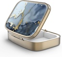 Pill Case Pill Box with Mirror Retro 2 Iedalījums Mazs Pill Case for Purse or Pocket Bronzas Taisnstūrveida Pill Box or Vitamīni, Zivju eļļa, Papildinājumi, Pill Containe Ceļojuma Dāvanas (Melnais Zelta Marmors)