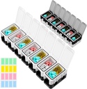 Restree Weekly Pill organizators, 14 Iedalījumi Portable Pill Box, 2 Reizi dienā AM/PM Medikamentu organizators, Mitruma-Proof Travel Pill Case Vitamīnu, Medicīna, Zivju eļļa/Applements (balts)