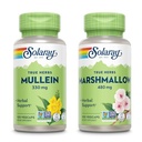 SOLARAY Mullein Leaf 330 mg un maršmalas Sakne 480 mg - Labsajūtas paka - Ārstniecības augi augstu Mucilāžā Šķīstošs Fiber nomierinošam atbalstam - Vegan, Non-GMO, Lab Verified, 60 dienu garantija, 200/100 VegCap