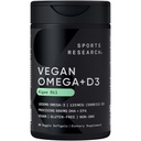 Sporta pētījumi Vegan Omega-3 ar D3 vitamīnu Softgels - 1020mg Omega-3 & 5000iu D3 Papildinājums - Zivju eļļa Alternatīva ar D vitamīnu Augu eļļas atbalsts - 60 Veggie Softgels pieaugušajiem