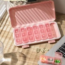 Pill organizētājs 3X diena, rozā Pill organizētājs 3 reizes dienā, gaismas proof Pill Box 7 diena tabletes lietām, nav teksta Pill kaste organizētājs,Flat medicīna organizētājs Box turēt vitamīnus un zāles (Rozā)