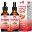 2 Iepakojums Magnija Glicerīns Šķidrie pilieni, 1500 mg Magnija Šķidrais papildinājums ar vitamīnu B6, D3, L - Teanīns, Omega3,Atbalsts nakts, muskuļi, kauli, koks, zemeņu Flavor - 4 Fl Oz (120ml) Pudele