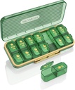 Tabletes organizētājs 2 reizes Diena, 7 Diena Am Pm Pill Box - Acedada Weekly Pill Organizators ar atsevišķu konteineru, Portable Daily Medicine Plānotājs Dispenser Kaste vitamīnu, zivju eļļas, papildinājumi, Green