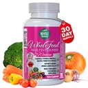 Vesela pārtika Multivitamīni sievietēm Sievietes Multivitamīni ar Folātu, B12 Metil-, Vitamīni, Minerāli, Probiotikas un omegas, Vegan, Ne-ĢMO- 90 kapsulas (1) (1)