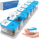Extra Large Weekly Pill organizators - XL Daily Pill Box - 7 Day Am Pm Pill Case Jumbo Pill Konteiners papildinājumiem Big Pill Holder Divas reizes dienā Oxized (Blue/White)