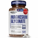 Magnija glicināts 500mg - Helēta un buferēta augsta absorbcija Magnija papildinājums, lai atbalstītu stresa atvieglošanu, Gremošanu, kaulu, miega, nervu un muskuļu veselība - Ražots ASV - 120 Vegan kapsulas
