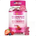 Magnija glikonāts Gumijas 600mg, ne-GMO, bez lipekļa, magnija gumijas pieaugušajiem un bērniem, miegs, relaksācija un fokuss, jaukts ogu uzsējums, 60 grādos
