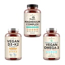 AMANDEAN Premium Magnija komplekss, Vegan Omega 3, Vegan D3+K2 paka. Plant-Based Imūnsupport. Algae DHA & EPA. Kvalitatīvs miegs, Focus & Mood. Atbalsts veselīgai sirdij, smadzenēm, locītavām un acīm