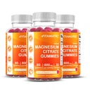Vitamatic magnija Gumijas 600mg uz vienu Kalpotāju – 60 Vegan Gumijas – Relaksācija, Muskuļi, Kaulu un Enerģijas Atbalsts – 3 Iepakojums