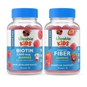Dzīvot bez cukura Biotīna Kids + Preciotic Fiber Kids, Gumijas Bundle - Great Tasting, Vitamīnu Papildinājums, Bez lipekļa, Bez ĢMO, Košļājamā gumija
