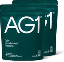 AG1 Zaļie pulvera papildinājums    ) Uzlabot Gut veselību ) Multivitamīnu, probiotikas, bez glutēna, vegana un Keto Friendly ) 75 Vitamīni (Athletic Greens) - 2 Pack, Classic Formula (30 Servē Per Pouch)
