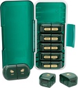 Katru nedēļu piltuves organizētājs 2 reizes dienā, mitruma proof, atdalāmie iecirkņi, AM PM Pill Box 2X 7 Day, Travel Pill Organizators cilpām/zivju eļļai/medikamenti/vitamīnam/piediņām (tumši zaļi)