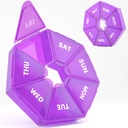 Nedēļas plātņu organizētājs, 2 Pack Portable Pill Box Medicine case 6 Krāsas (Septiņa diena) Jauns izdevums vitamīnu / zivju eļļa / tabletes / upplements-Arthritis Friendly (Purple)