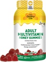 Lauku dzīve Pieaugušajiem Multivitamīnu medus gumijas – Kauli, sirds un enerģijas atbalsts – Ne-GMO, Sertificēts lipekļa bezmaksas, Veģetārs – dabiski saldināts – 60 Gumijas