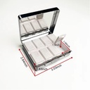 Vintage Poison 7 dienas Chromed Shiny Silver Pill organizētājs ar spoguli iekšpusē ir 8 atsevišķi iedalījumi Taisnstūris 7 dienas Pill Box Pill gadījums