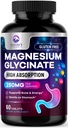 Magnija glicinate Chelated for Max Absorbcija - Atbalsta kaulu, muskuļu, nervu un sirds veselības, dabas miega un stresa atbalsts, Labākais magnija papildinājums tabletes visa ķermeņa atbalstam - 60 tabletes