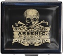 7 dienas Chromed Shiny Silver Pill organizētājs ar spoguli iekšpusē ir 8 atsevišķi iecirkņi taisnstūris 7 dienas Pill kaste Pill Case (vintage Arsenic Skull Poison)