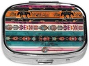Zirgs Print Print Print Printed Square Pill Organizators ar 2 iecirkņiem, Pārnēsājams Mini Pill kaste medicīnas, vitamīnu, zivju eļļa, papildinājumi