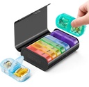 Zannaki Metal XL Weekly Pill organizators 2 reizes dienā, Lieli ceļojumi Daily Pill Box 7 diena, Portable Week Table Pill Holder Container, AM PM Pill Case for Medicine Vitamīnu Medikamentu Papildinājums, Black