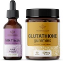 HERBAMAMA Piena šiste un glutationa komplekts - Piena paka Šīte Ekstrakts 2 fl oz & 500 mg Samazināta L-glutationa gumijas - Vegan, no GMO, bez alkohola - 2 iepakojumi