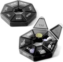 Deke Home - Maza nedēļas Pill organizētājs (2 Pack), Round Pill Dispenser Travel, Mini Pill Organizators, Compact Medicine Holder, Pill Sorters 7 dienas, Portable Vitamīnu tvertne, BPA bezmaksas (Pārtikas kategorija)