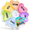 Iknedēļas Pill Organizators ar Easy Push Potton Design, Gelibo Large Pill Box 7 Day, Daily Pill Case Medicine Organizators vitamīnu, Zivju eļļas, Papildinājums Artrīts Friendly New Edition