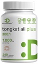 Tongkat Ali ekstrakts 300:1 ar Horny Kaza Weed 1,100mg – Indonēzijas Longjack Eurycoma Longifolia Saknes – Extra Strength Augu papildinājums enerģijai