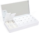 PORT X POLISH dizainers Weekly Pill Box organizators (AM/PM 2X Daily, Crisp White) - Compact, Stylish 7-Day Vitamīnu Papildinājums Case -Cute Portable Mini Travel Medicine Carrier -BPA-free Pillbox Caddy