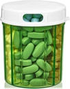 Round Pill organizators Dispenser - Pill kastes ar 4 iecirkņiem zālēm, vitamīniem un papildinājumiem Pudele Daily Pill Kastīte