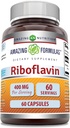 Amazing Formulas Riboflavīns (B2 vitamīns) Papildinājums - 400 Mg uz vienu Kalpošanu - 60 Kapsulas - ne-GMO - bez lipekļa - izgatavots ASV