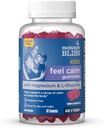Momm's Bliss Kids Sajūta Calm Gummies, Atbalsts sensora kalm un relax ķermeņa, Izgatavots ar magniju, L-teanīnu, bez cukura Aveņu Lemonāde Flavor, Vecums 4+, 60 Gumijas
