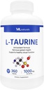 ML Naturals L-Taurīna 1000 mg 360 kapsulas 99,9% Tīrība L-Taurīna. Nervu sistēmas veselība un antioksidantu atbalsts, NSF-sertificēts & cGMP- Compliant.