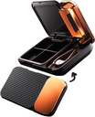 MURRI&MURRDI Pill organizētājs un krušeris, pārnēsājams Pill Splitter un Cutter, Medicīna Case 4 šūnas Vitamīnu dispensera turētājs (D Black)
