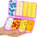 Jaklim Magnetic Travel Pill organizators, 7 iecirkņi Portable Pill kaste, liels vitamīnu organizators ar etiķetēm, Daily Pill Case Medicine organizators, liels papildinājums organizators Magnet Pill Container Purple