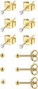 6Pāri 2mm/3mm Ķirurģisks tērauda Hipoalerģiska Pīrsinga Studs, 20G 14K Reāls Zelts Pildīts Tiny Stud Auskari Komplekts Vairāku Caurumu Pīrsings (Kubic Circonia, Pearl, Ball)