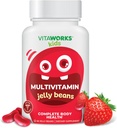 Bērnu multivitamīni un minerālvielas Jelly pupiņas - Garšīgs dabīgs auglis Flavor - Veģetārs, bez ĢMO, bez riekstiem - uztura papildinājums - pilnīga ķermeņa veselība bērniem - 60 Jellies