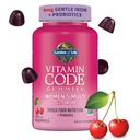 Dārzs Life Vitamīnu kods Sieviešu multivitamīnu Gummy ar dzelzi: Folāts, Biotīns, D3 & B12 matiem, āda un nagus + probiotikas imūnās veselības un gremošanas, Non-GMO, Gluten-free, 90 Ķiršu Gumijas